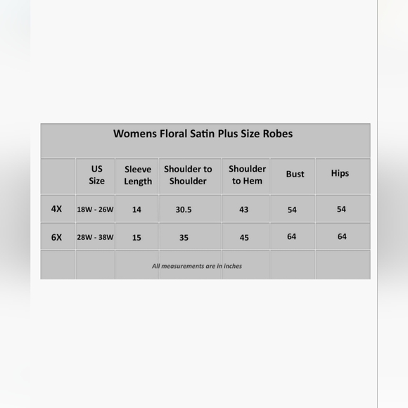 Blue Womens Floral Satin Plus Size Robe - Picture 3 of 6